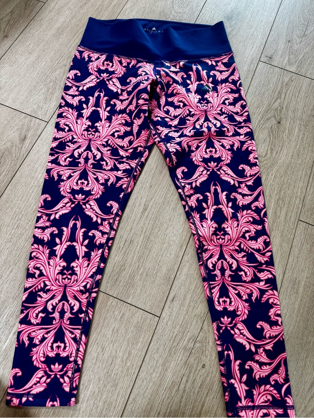 adidas Navy and Hot Pink Ornate Print Leggings NWOT